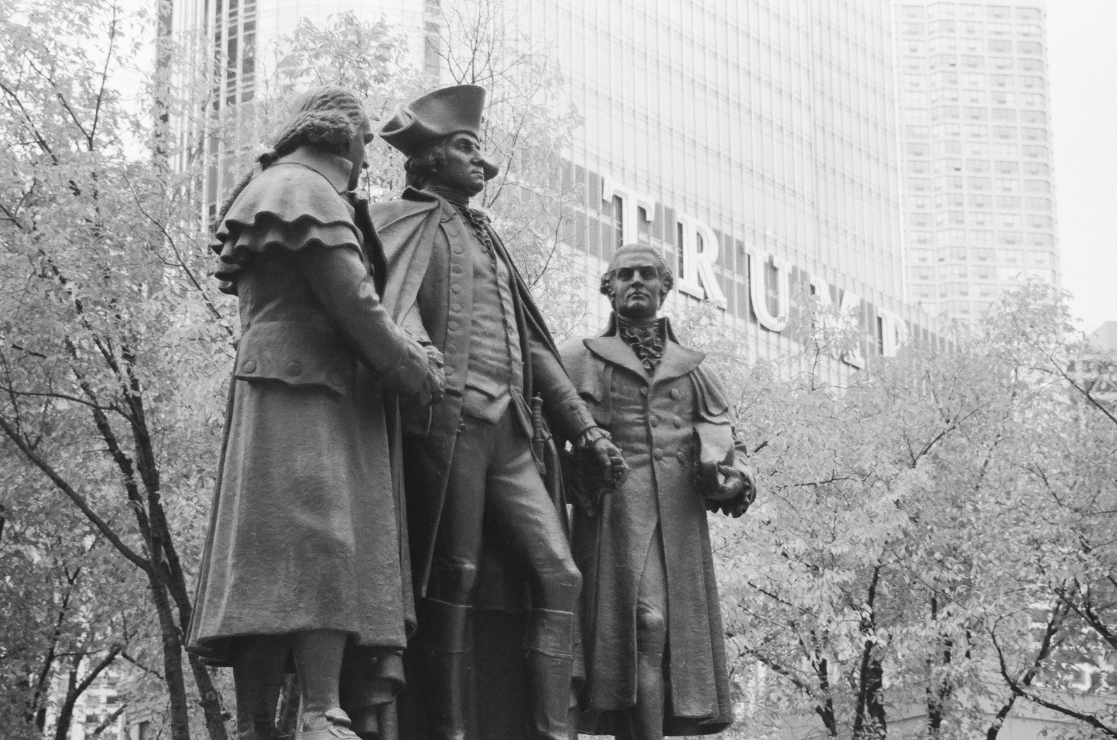 presidents statue in front of trump tower